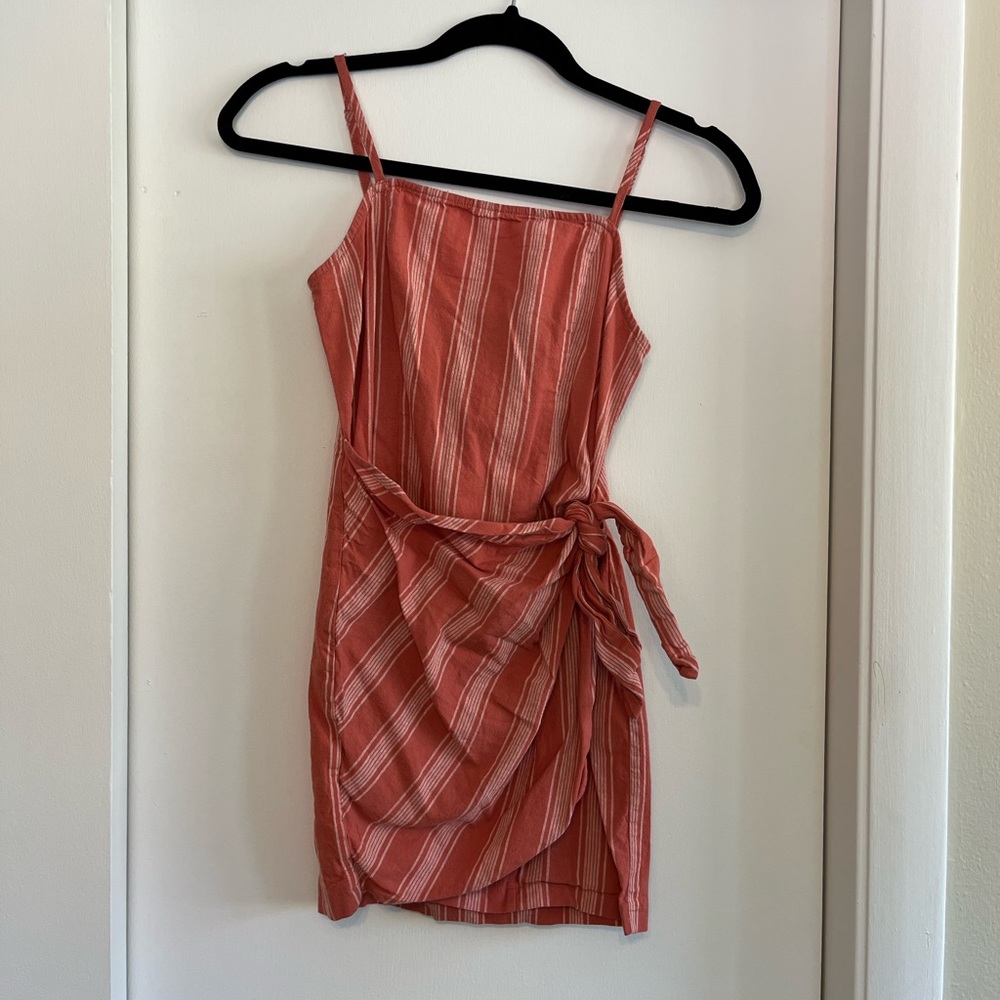 Orange Striped Wrap Dress